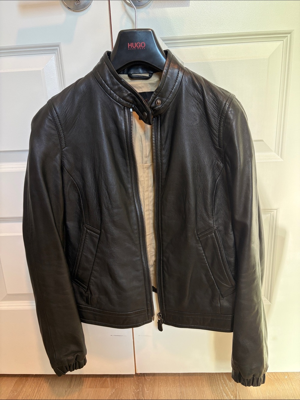 Coach Black Leather Bomber Jacket